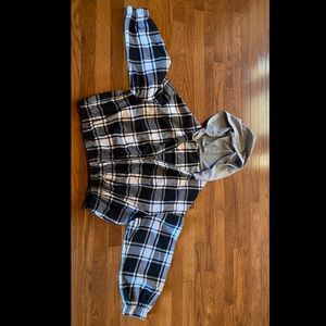 Shein Cropped hooded Flannel